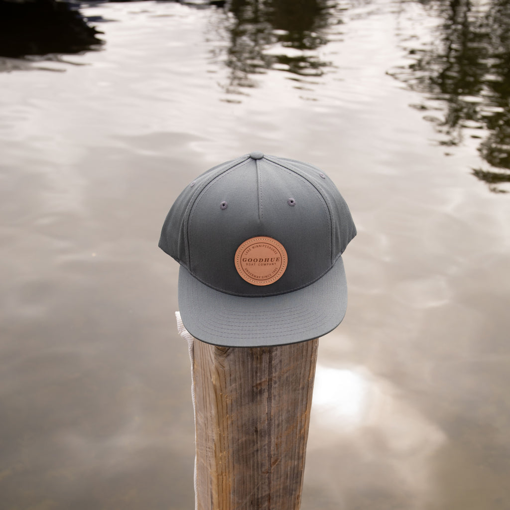 Lake Winnipesaukee Flat Brim Snapback Hat - Gray