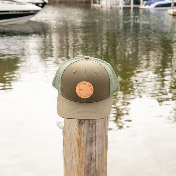 Lake Winnipesaukee Trucker Snapback Hat - Dark Olive Green