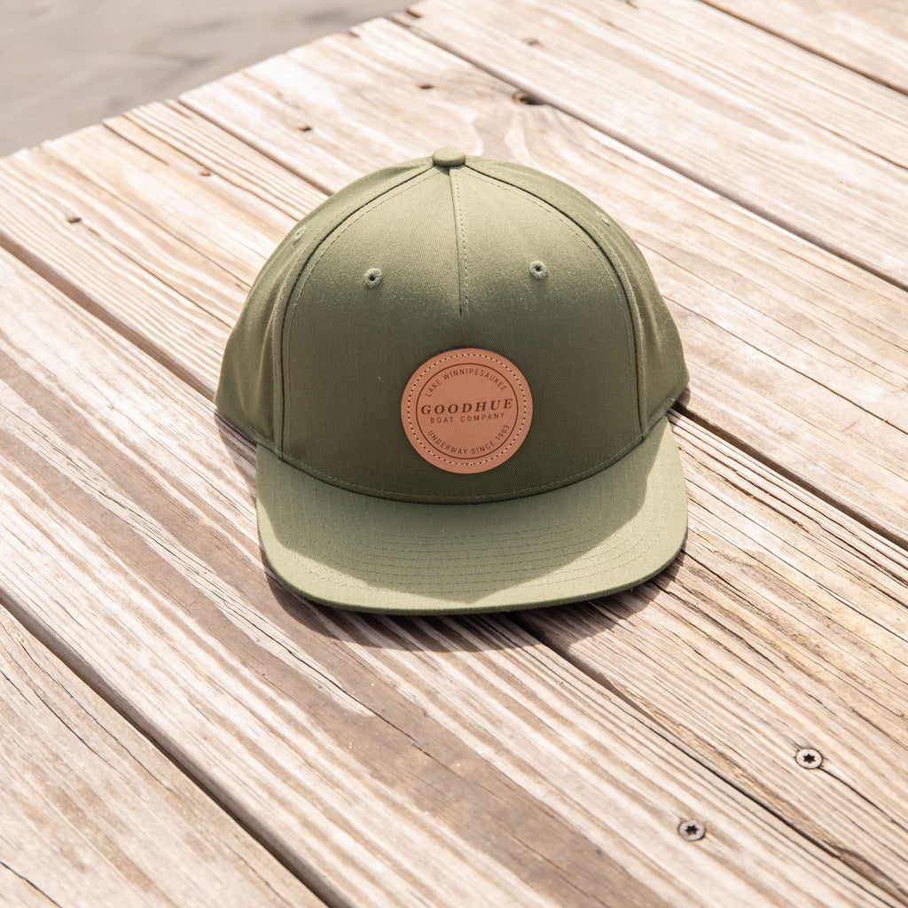 Lake Winnipesaukee Flat Brim Snapback Hat - Olive