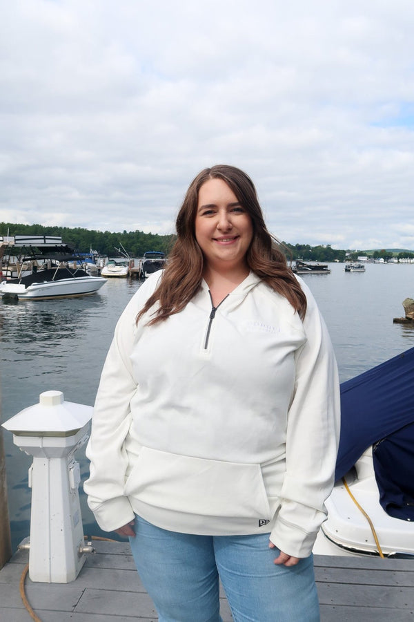 White Embroidered Quarter Zip